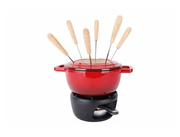 Set fondue fonte rouge D18cm