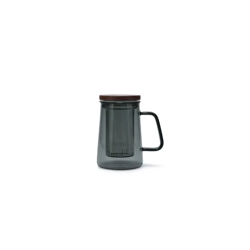 Beker 63cl met glazen filter en deksel grijs Luma