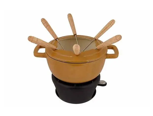Set fondue fonte Moutarde D18cm 
