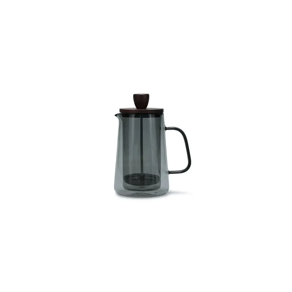 Cafetière 35cl avec filtre en verre et couvercle gris Luma