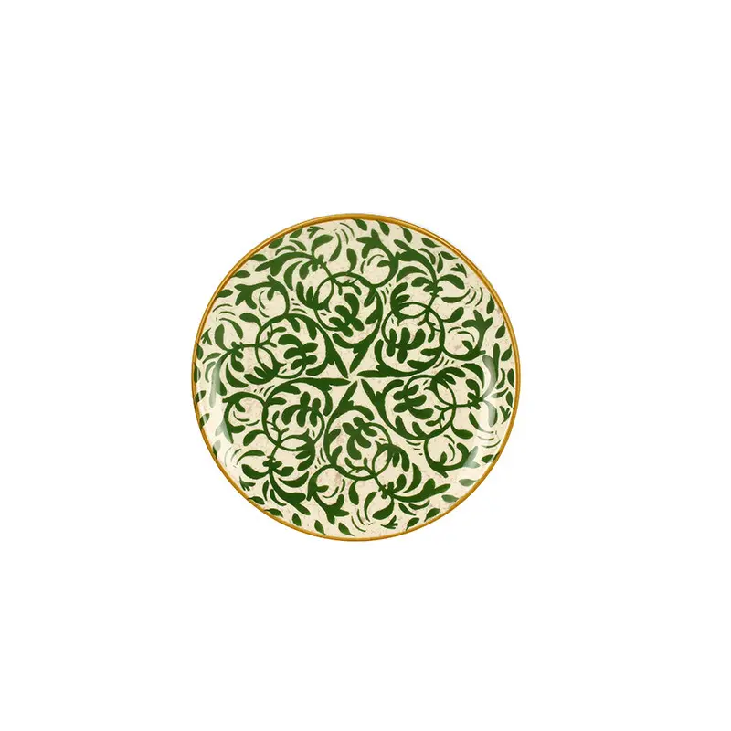 ASSIETTE DESSERT HÉRACLÉE 19CM EN GRÈS DÉCOR VERT