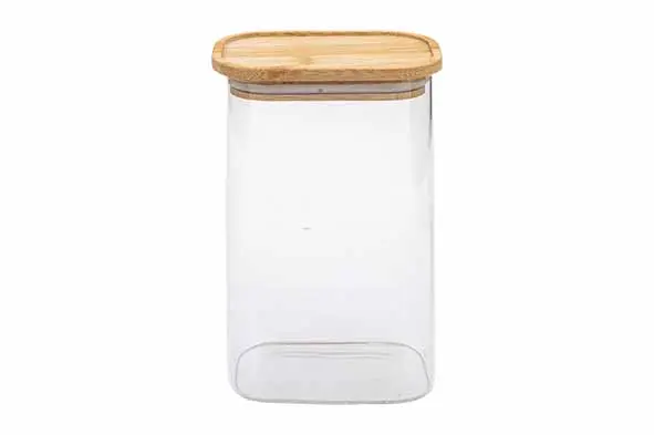 LAGRA VOORRAADPOT 1,2L RECHTHOEKIG 12,5X8XH19CM - BAMBOE DEKSEL