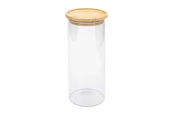 LAGRA VOORRAADPOT 0,9L ROND D10XH16,5CM - BAMBOE DEKSEL