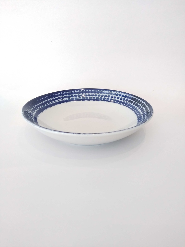 Assiette creuse 17cm Points bleu