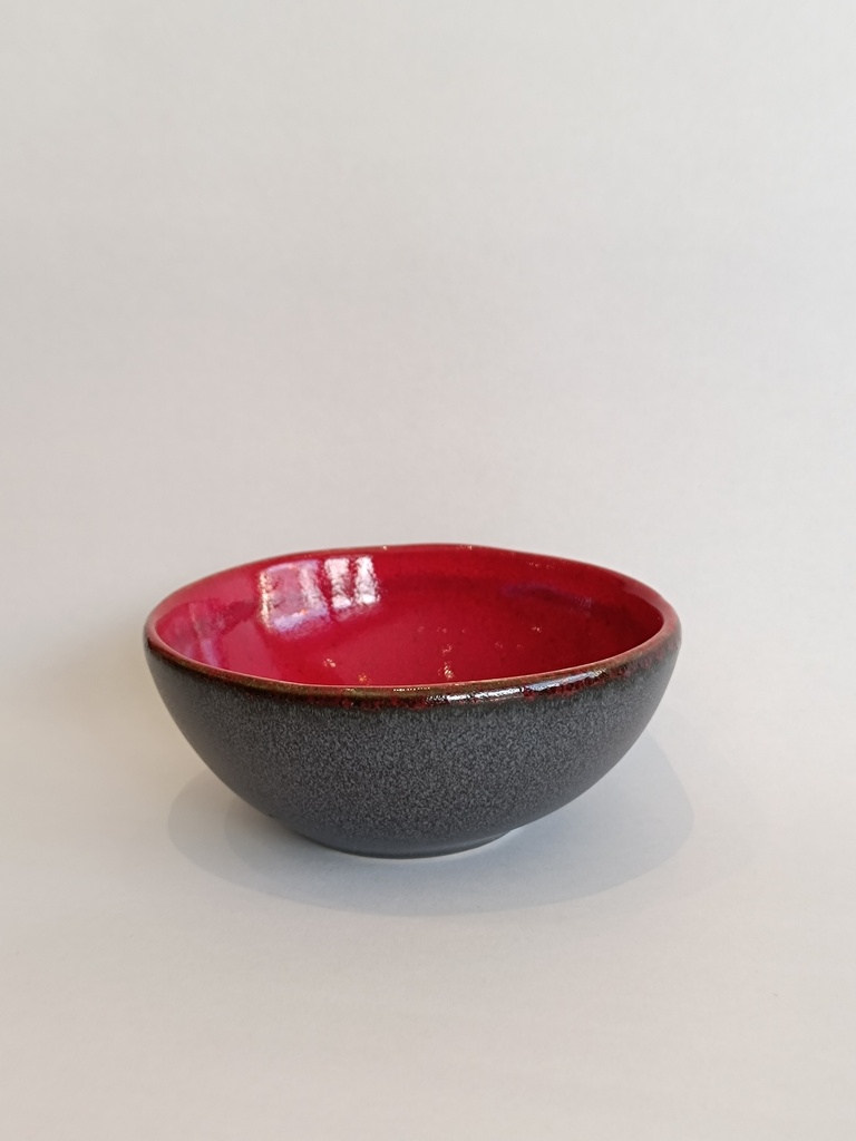 Bol ovale small 10x11 cm Miro basalt & scarlet