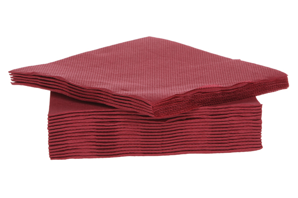 SET 40 SERVIETTES 25CM BORDEAU DBLE PLI