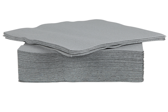 SET 40 SERVIETTES 25CM GRIS DBLE PLI