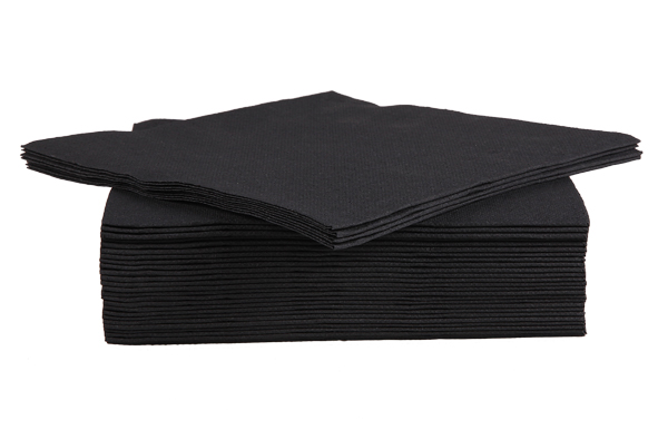 SET 40 SERVIETTES 25CM NOIR DBLE PLI