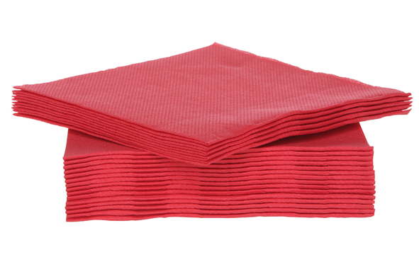 SET 40 SERVIETTES 25CM ROUGE DBLE PLI