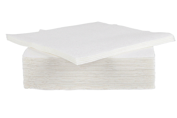 SET 40 SERVIETTES 38CM BLANC DBLE PLI