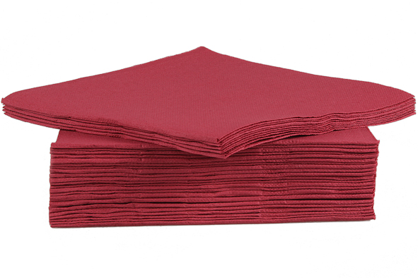 SET 40 SERVIETTES 38CM BORDEAU DBLE PLI
