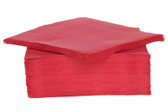 SET 40 SERVIETTES 38CM ROUGE DBLE PLI