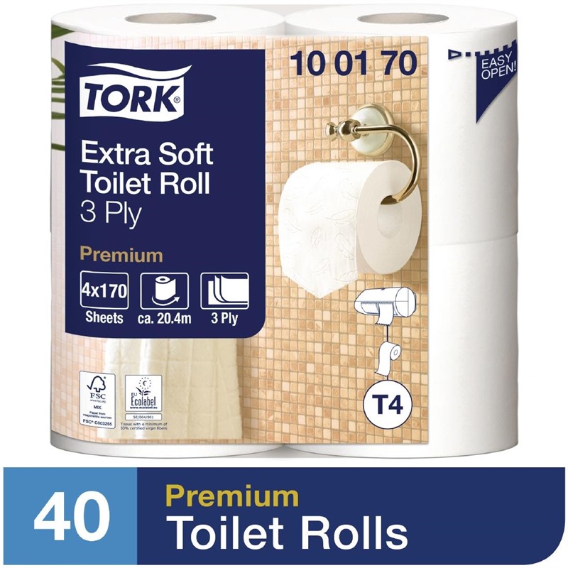 Set 40 rouleaux papier toilette extra doux Tork 3 plis