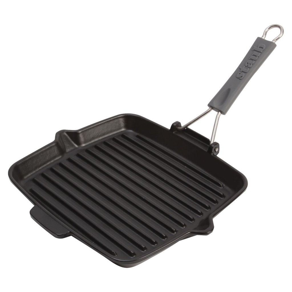 Grill 24x24cm en fonte Staub avec poignée pliante