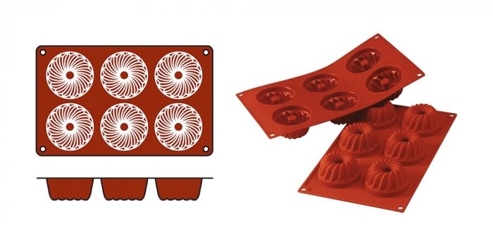 Moule 6 Gugelhupf D7x3.6cm