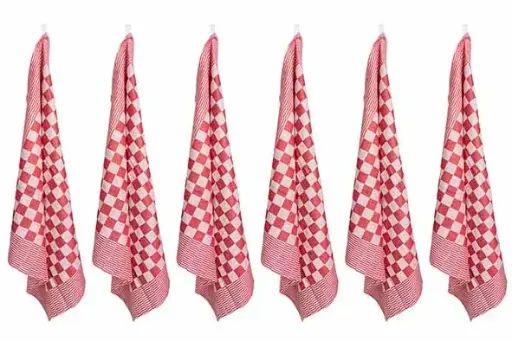 [5208002] Set 6 torchons cuisine coton rouge 65cm