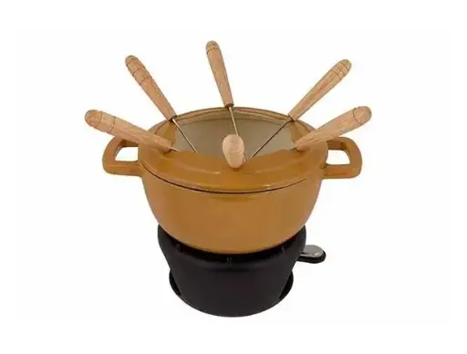 [6669735] Set fondue fonte Moutarde D18cm 