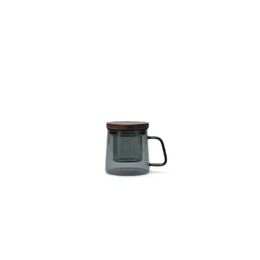 [800200] Tasse de 37 cl avec filtre en verre et couvercle gris Luma