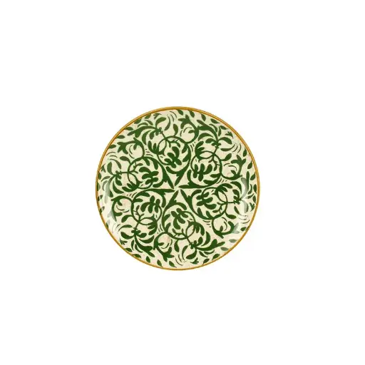 [3205497] HERACLÉE-DESSERTBORD 19 CM VAN STEENGOOI MET GROEN MOTIEF