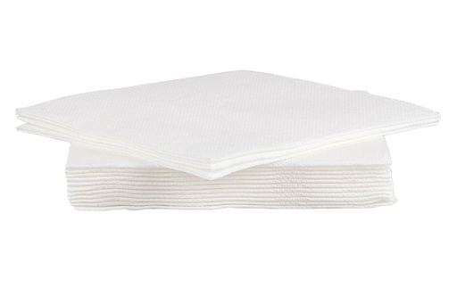 [707694] SET 40 SERVIETTES 25CM BLANC DBLE PLI