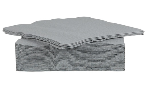 [276938] SET 40 SERVIETTES 25CM GRIS DBLE PLI