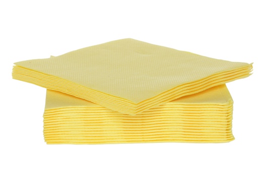 [719916] SET 40 SERVIETTES 25CM JAUNE DBLE PLI
