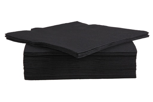 [353022] SET 40 SERVIETTES 25CM NOIR DBLE PLI