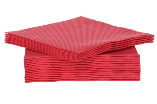 [372404] SET 40 SERVIETTES 25CM ROUGE DBLE PLI