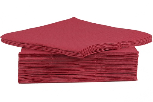 [111181] SET 40 SERVIETTES 38CM BORDEAU DBLE PLI