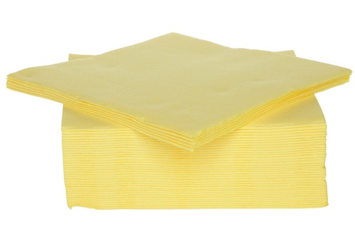 [917130] SET 40 SERVIETTES 38CM JAUNE DBLE PLI