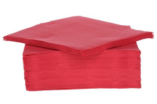 [352521] SET 40 SERVIETTES 38CM ROUGE DBLE PLI