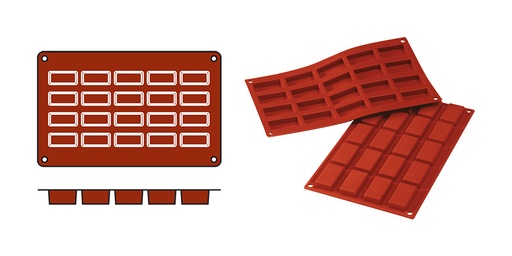 [070057] Moule 20 Financiers 4.9x2.6xh1.1cm